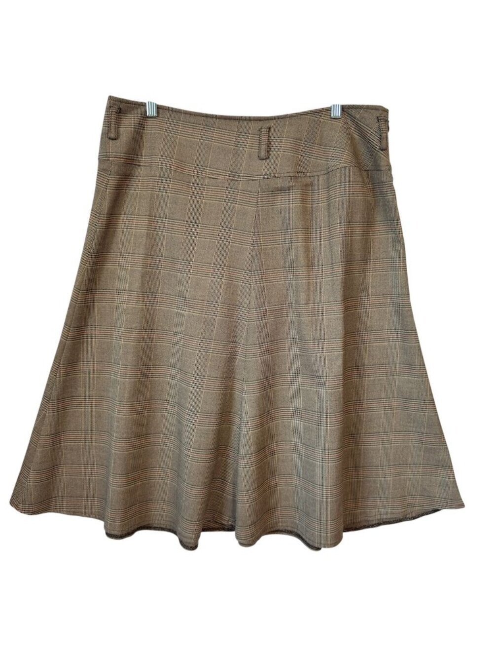 Vintage Evan-Picone Womens Size 16 Brown Plaid Flare Skirt 90s Stretch Fabric